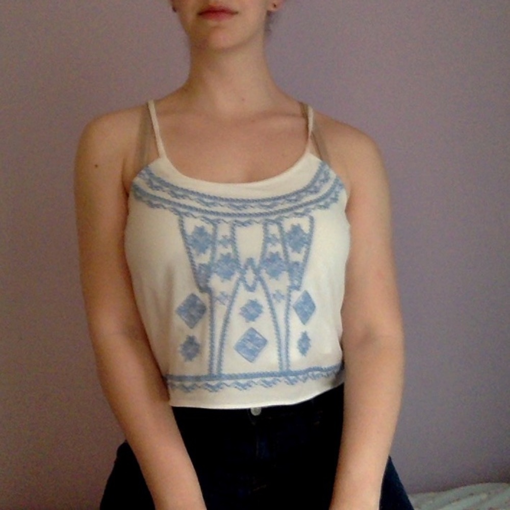 Tribal print tassle crop top